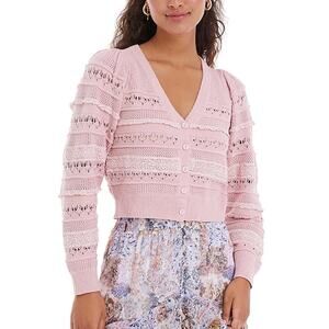 Allison NY Blush Pink Levy Crochet Cardigann Size Small